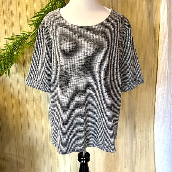 Sissy-Boy Tops - Sissy-Boy Manoa Waffle Pullover Top, Navy/White Short Sleeve, XL, EUC, cotton